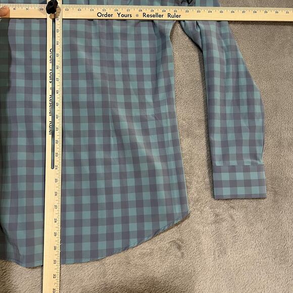 Mizzen+Main Leeward Shirt Mens Large Trim Fit Blue Gray Check Dress Performance - Picture 7 of 8